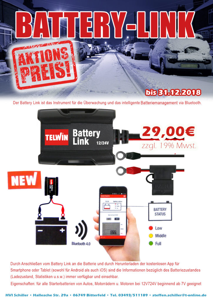 Batteriewächter, Ladezustand der Batterie immer unter Kontrolle mit App und Bluetooth übers Handy